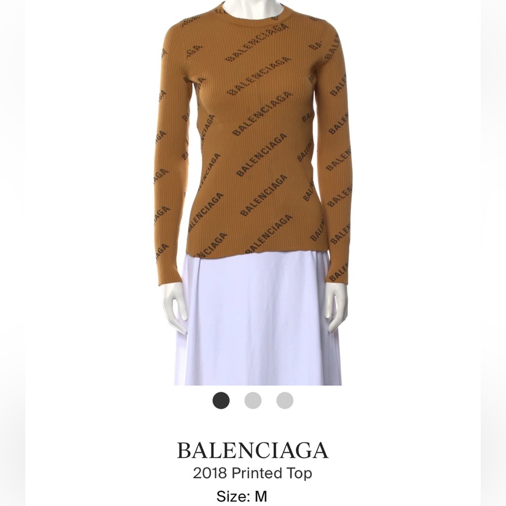 BALENCIAGA - LONG SLEEVE LOGO PRINT RIBBED TEE